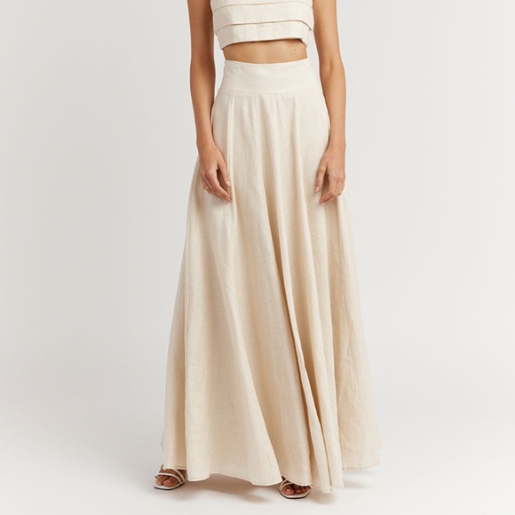 Free People X Dissh AISLE PEARL LINEN LONG SKIRT - Picture 6 of 12